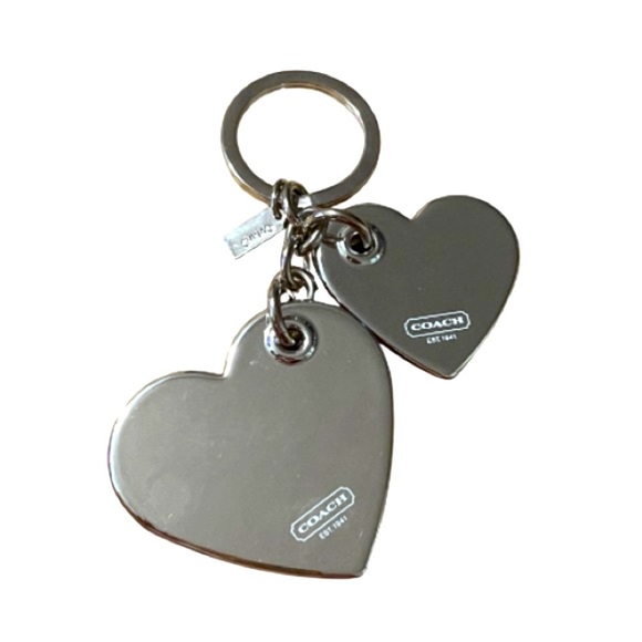 Coach Rare Poppy Heart Keychain, Pink and White, Silver-tone, NWOT - Picture 3 of 4